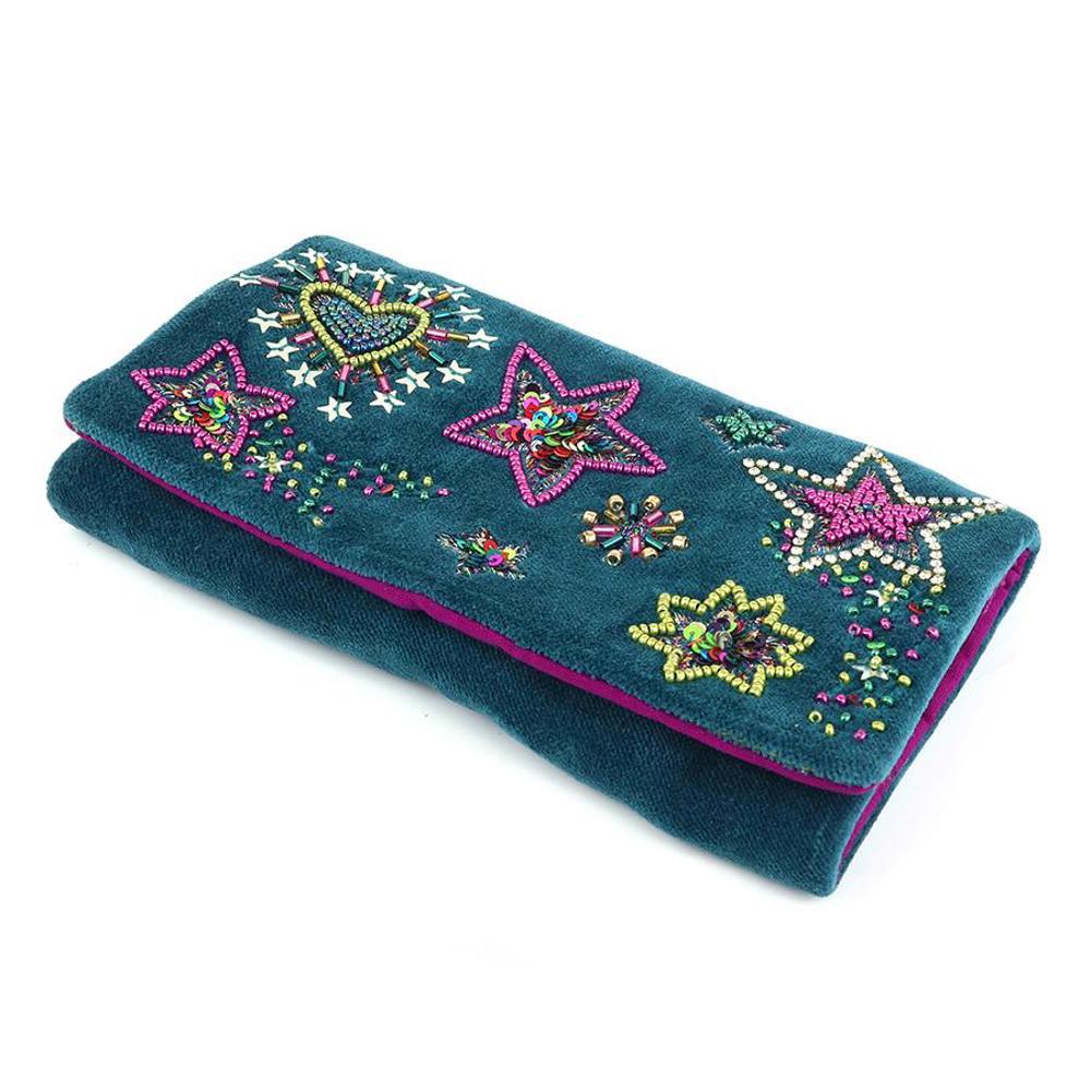 Peace of Mind Jewellery Roll Starburst Velvet Purple Mix Emb Night Sky